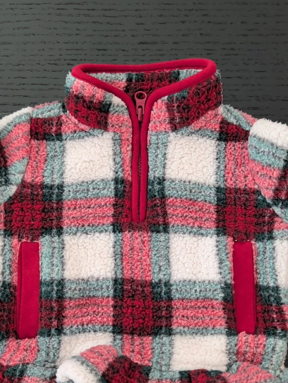 Lot 2 Girl 12 -18 Months Old Navy Hooded Knit Pull On Sweater Plaid Fleece Red
